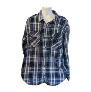 NWT Pacific Trail Shirt Mens 2XL Blue White Plaid Blanket Flannel Long Sleeve